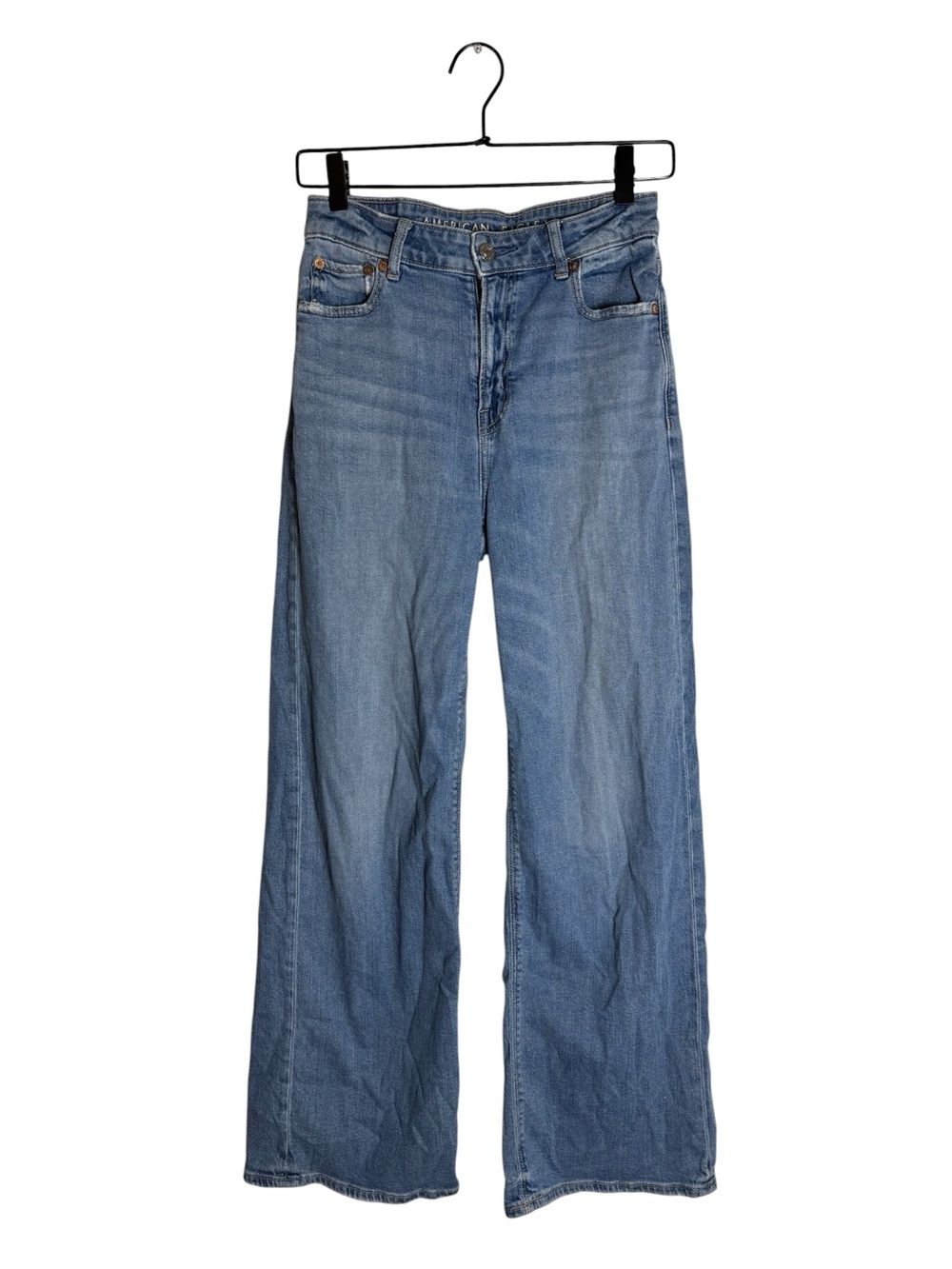 American Eagle Super High Rise Baggy Wide Leg Jeans Light Wash 0 Regular